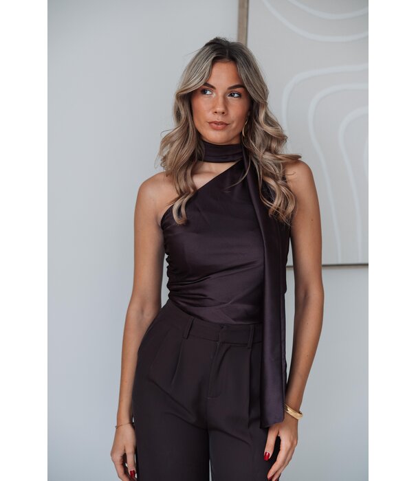 La Rebelle Top satijn bruin | Annelot