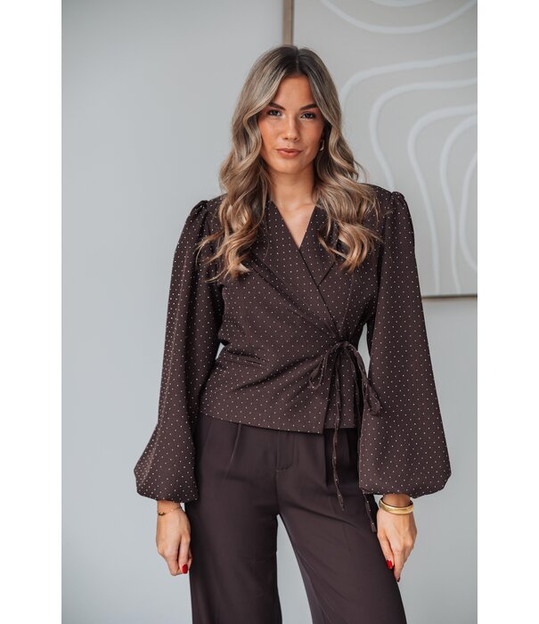 La Rebelle Blazer pailletten bruin | Josje