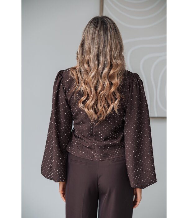 La Rebelle Blazer pailletten bruin | Josje