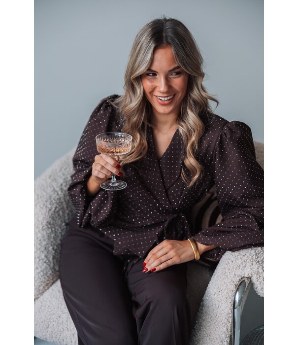 La Rebelle Blazer pailletten bruin | Josje