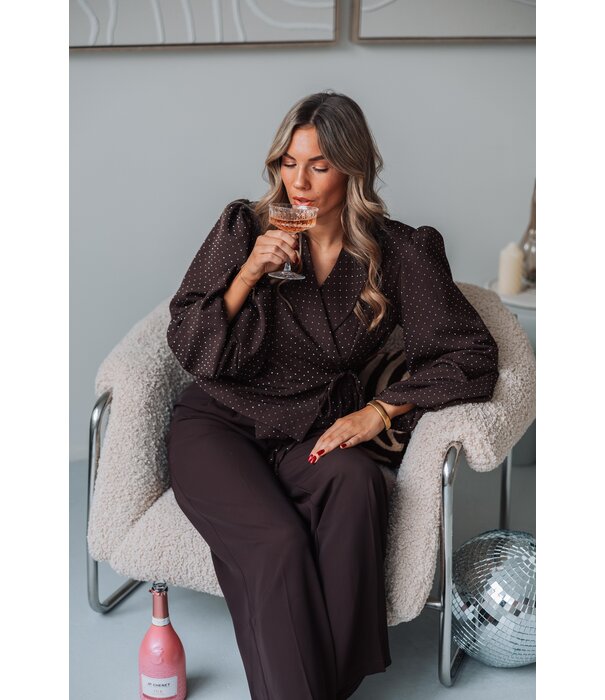 La Rebelle Blazer pailletten bruin | Josje