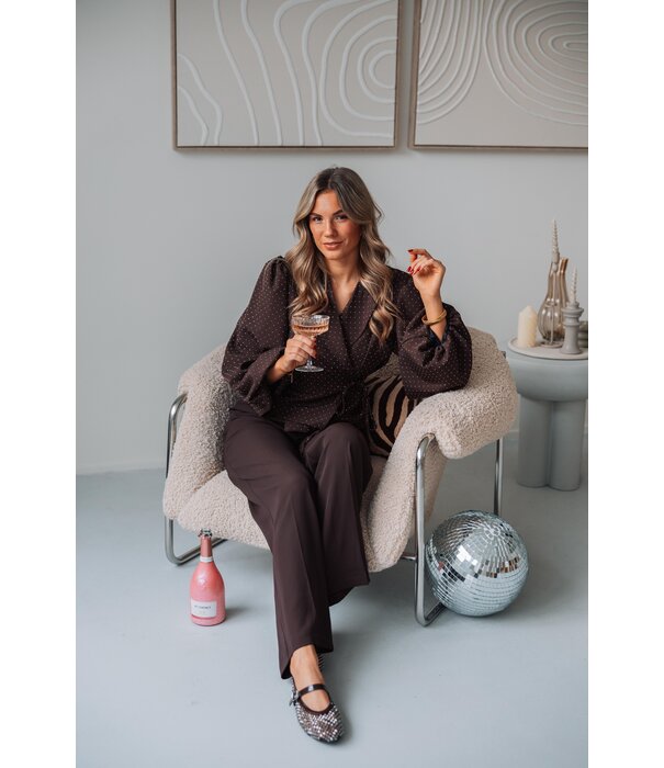 La Rebelle Blazer pailletten bruin | Josje