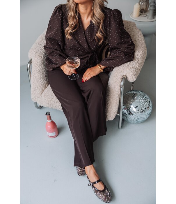 La Rebelle Blazer pailletten bruin | Josje