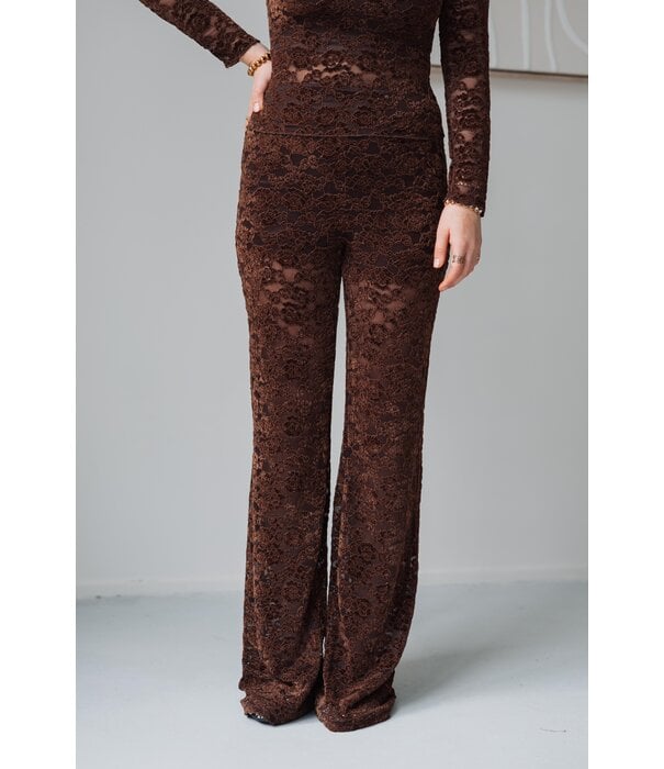 La Rebelle Kanten broek bruin | Lucy