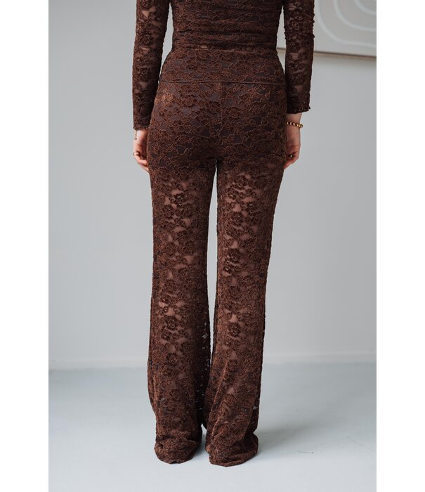 La Rebelle Kanten broek bruin | Lucy
