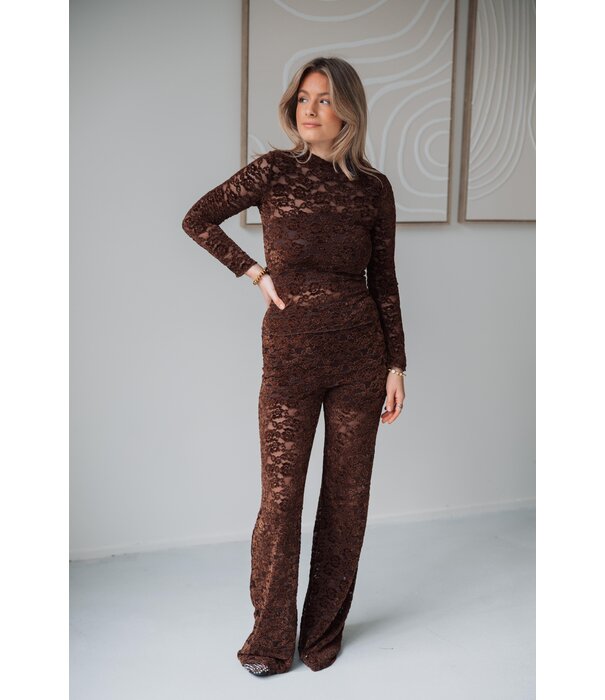 La Rebelle Kanten broek bruin | Lucy