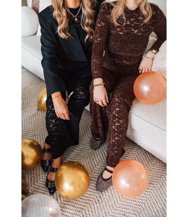 La Rebelle Kanten broek bruin | Lucy