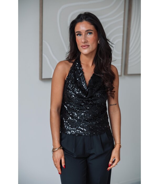 La Rebelle Top pailletten zwart | Kirsten