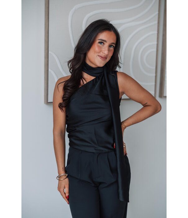 La Rebelle Top satijn zwart | Annelot
