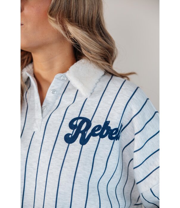 Colourful Rebel Colourful Rebel Baseball contrast collar sweat | light grey