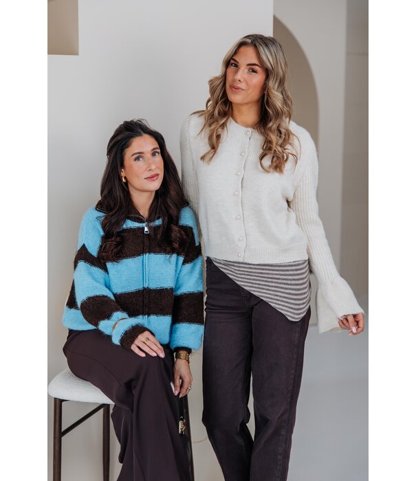 La Rebelle Vest gestreept bruin/blauw | Salome