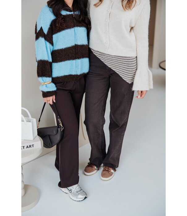 La Rebelle Vest gestreept bruin/blauw | Salome