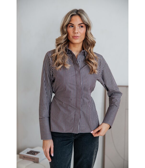 La Rebelle Blouse gestreept bruin | Layla