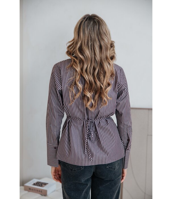 La Rebelle Blouse gestreept bruin | Layla