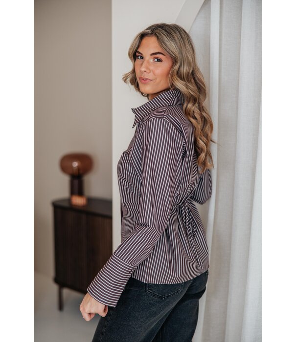 La Rebelle Blouse gestreept bruin | Layla