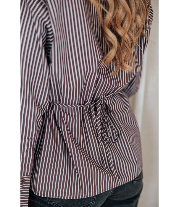 La Rebelle Blouse gestreept bruin | Layla