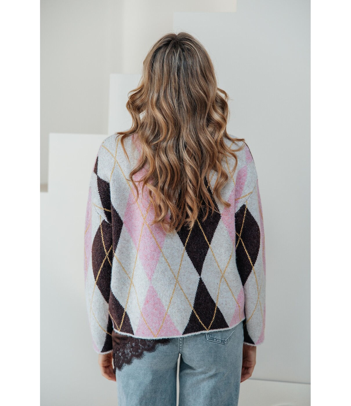 Trui geruit beige | Lune