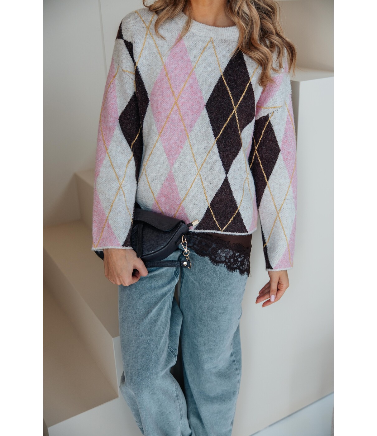 Trui geruit beige | Lune