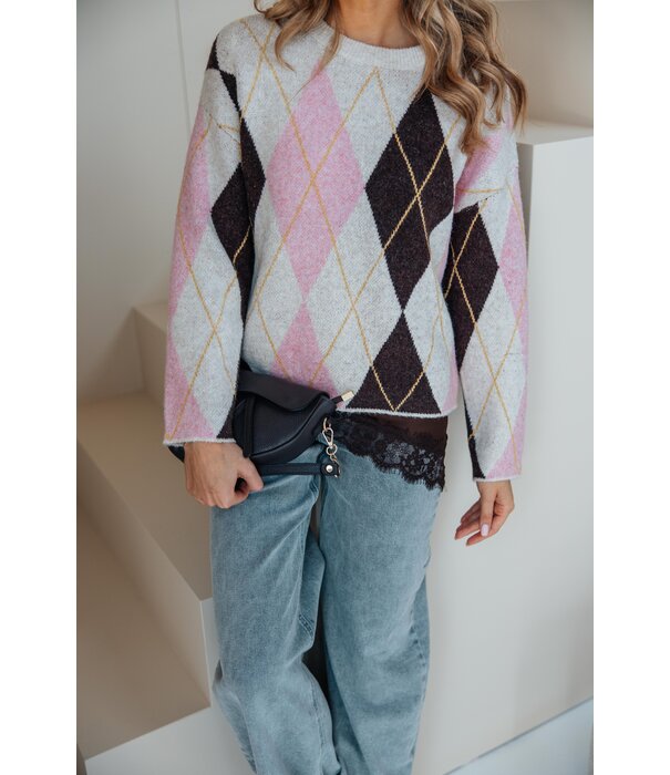 La Rebelle Trui geruit beige | Lune