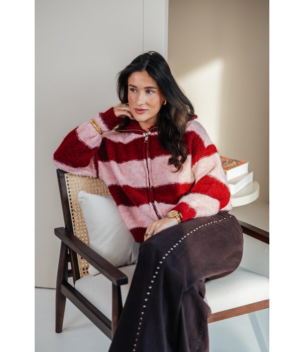 La Rebelle Vest gestreept bordeaux/roze | Salome