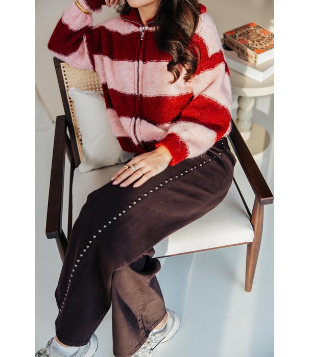 La Rebelle Vest gestreept bordeaux/roze | Salome