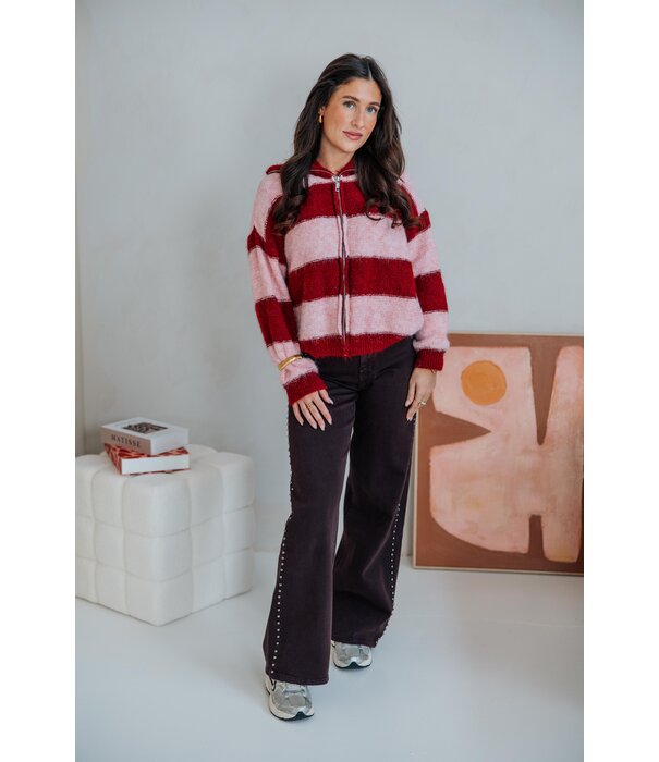 La Rebelle Vest gestreept bordeaux/roze | Salome