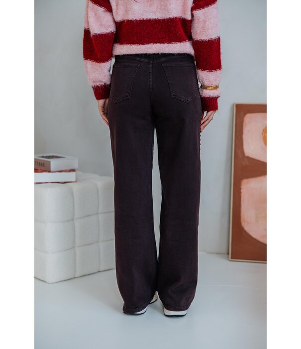 La Rebelle Jeans straight leg bruin studs | Jacky