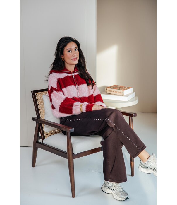 La Rebelle Jeans straight leg bruin studs | Jacky