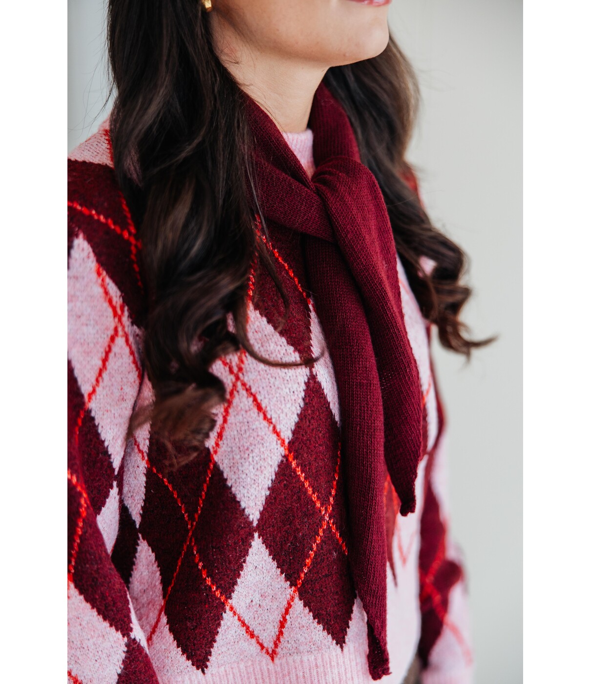 Sjaaltje driehoek wol | bordeaux