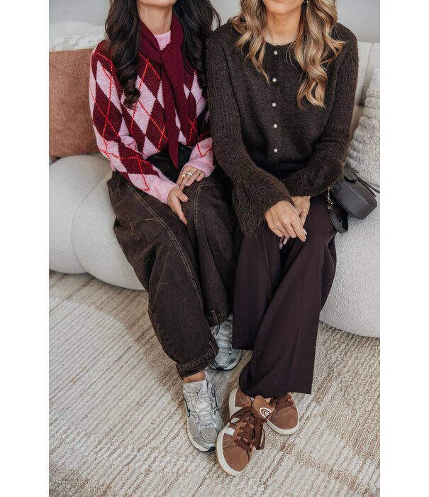 La Rebelle Trui geruit roze/bordeaux | Maya