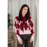 Trui geruit roze/bordeaux | Maya