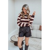 Trui gestreept polo bruin/beige | Maria