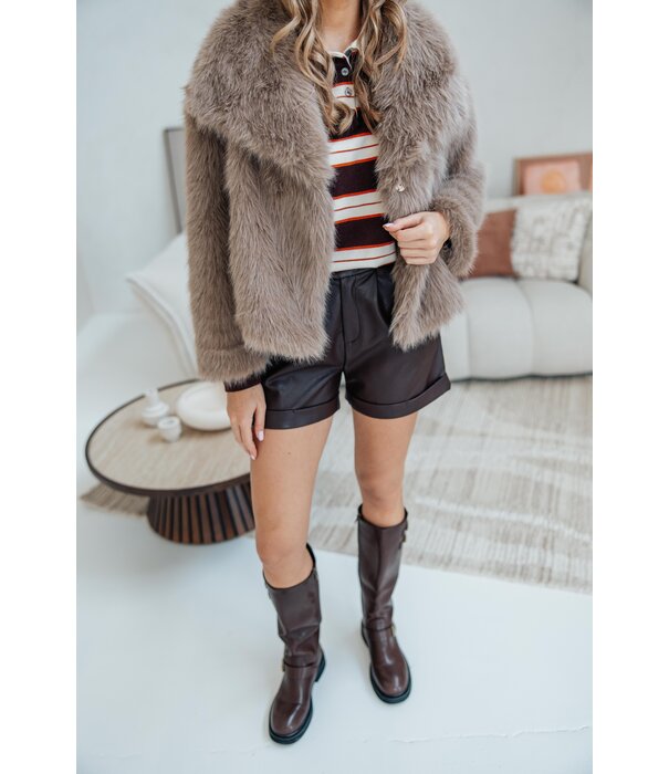 La Rebelle Jas faux fur | taupe