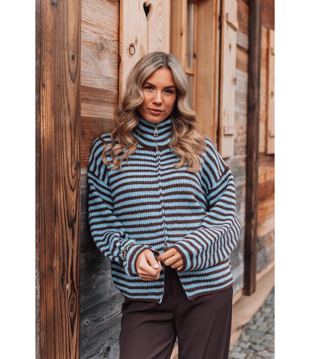 La Rebelle Vest gestreept blauw/bruin | Jade