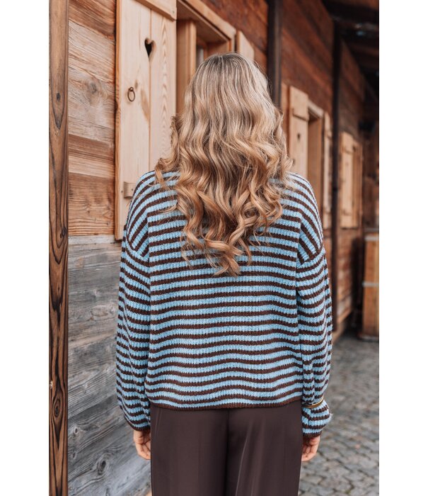 La Rebelle Vest gestreept blauw/bruin | Jade