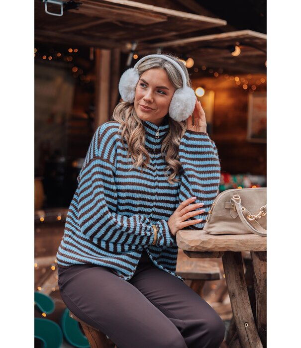 La Rebelle Vest gestreept blauw/bruin | Jade