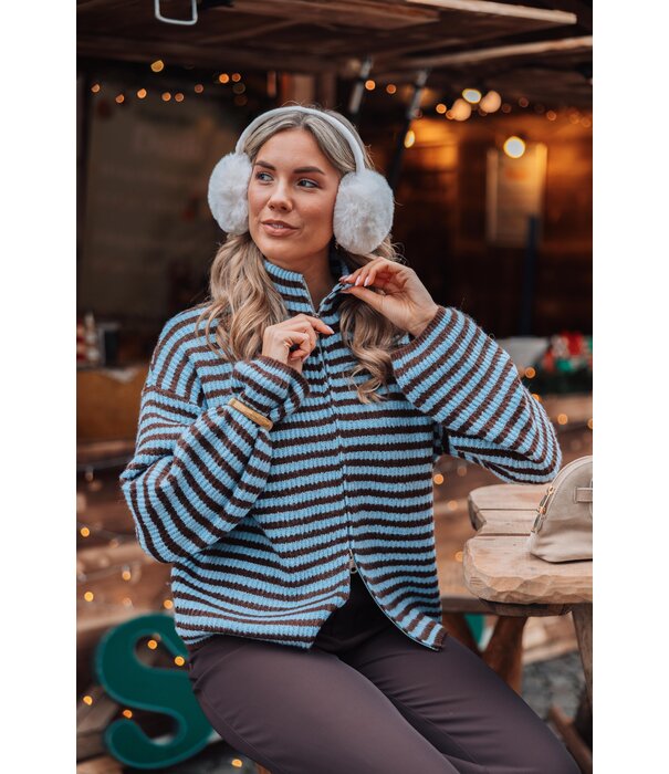 La Rebelle Vest gestreept blauw/bruin | Jade