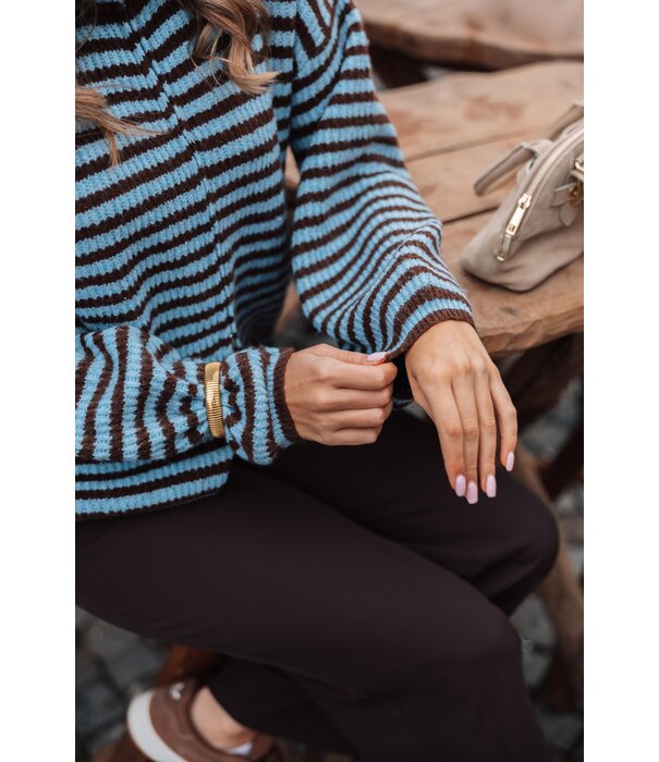 La Rebelle Vest gestreept blauw/bruin | Jade