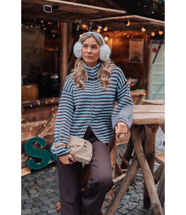 La Rebelle Vest gestreept blauw/bruin | Jade