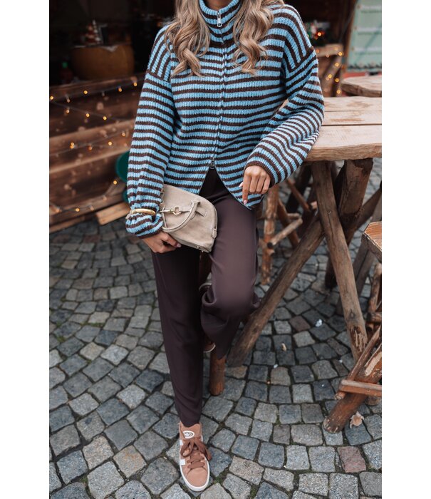 La Rebelle Vest gestreept blauw/bruin | Jade