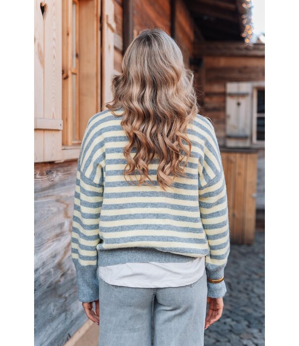 La Rebelle Trui gestreept geel/grijs | Hannah