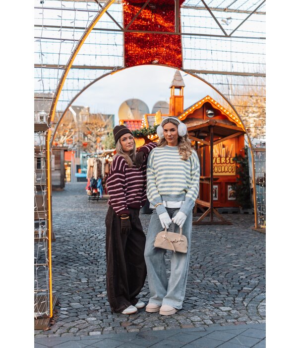 La Rebelle Vest gestreept bordeaux/roze | Lindy