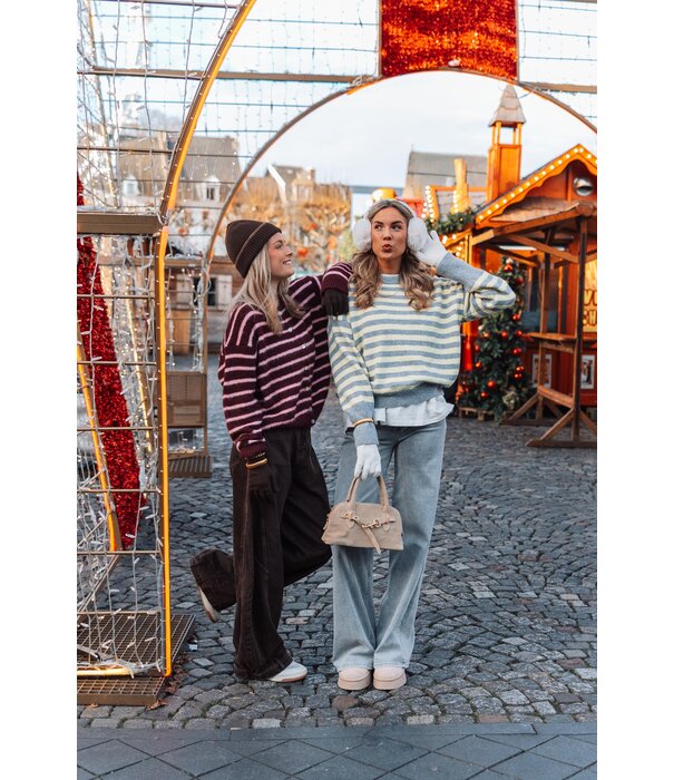 La Rebelle Vest gestreept bordeaux/roze | Lindy