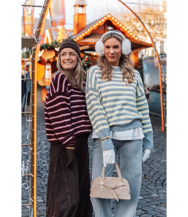 La Rebelle Vest gestreept bordeaux/roze | Lindy