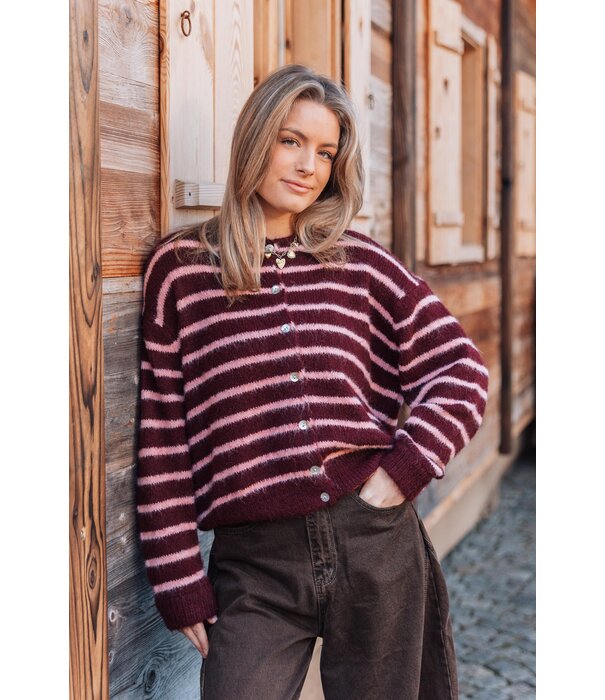 La Rebelle Vest gestreept bordeaux/roze | Lindy