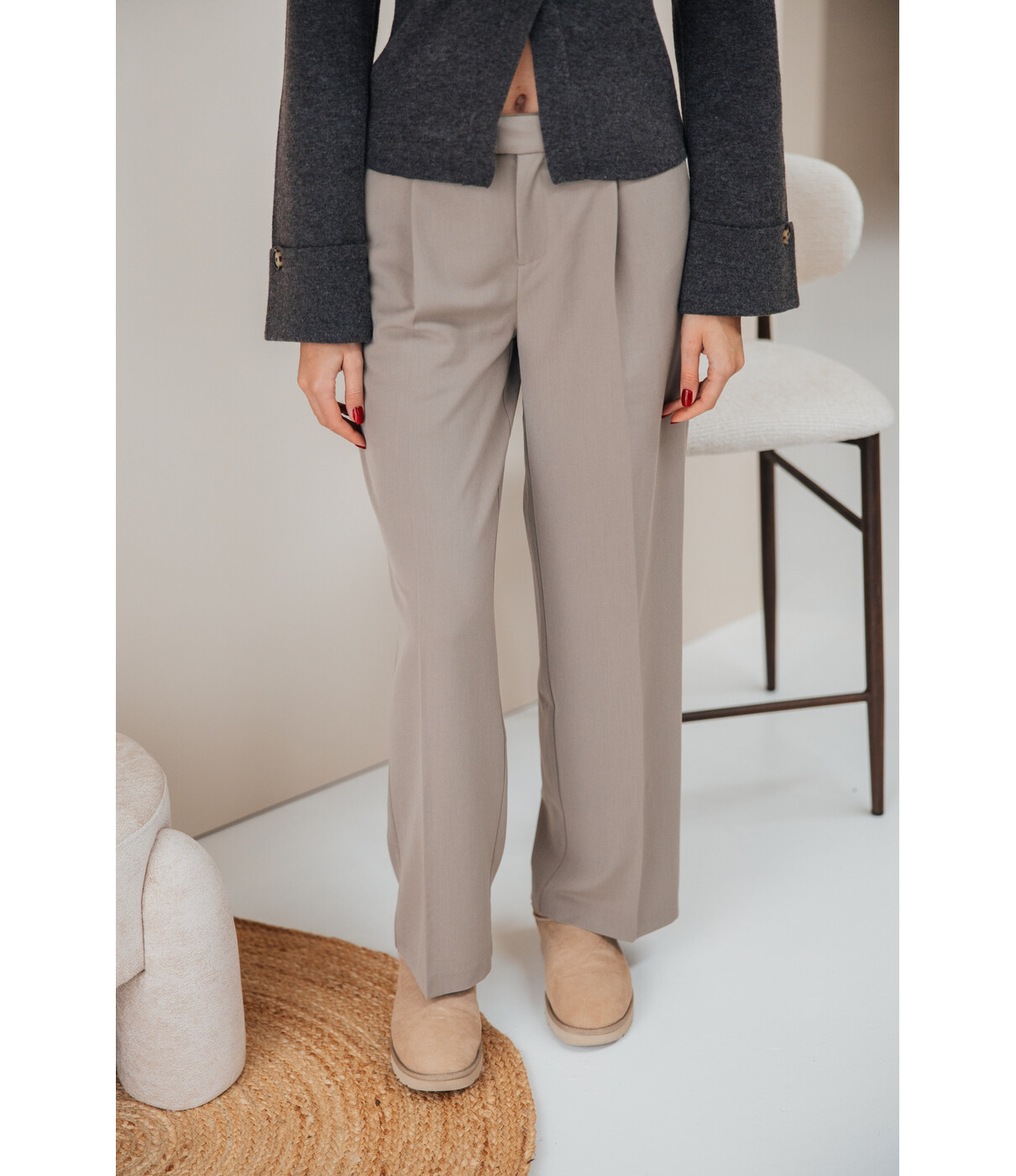 Gina Tricot Gina Tricot mid wide pleated trousers | beige