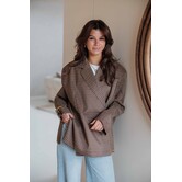 Blazer geruit taupe | Jasmijn