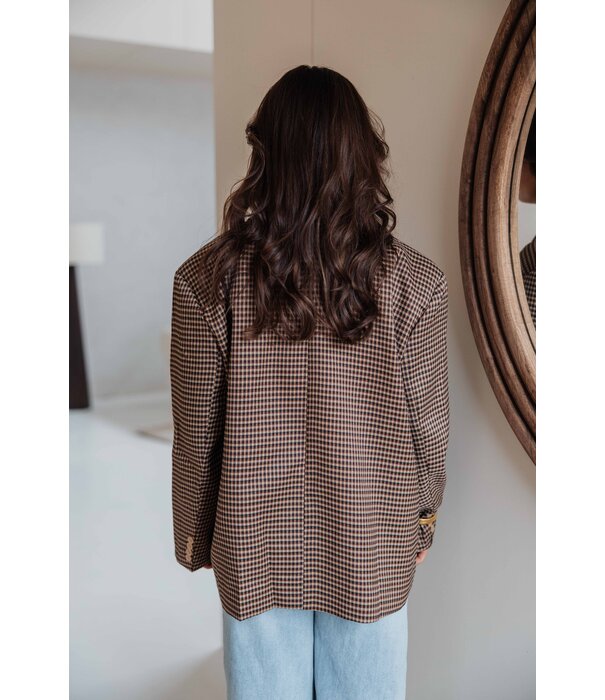 La Rebelle Blazer geruit taupe | Jasmijn