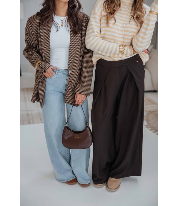 La Rebelle Blazer geruit taupe | Jasmijn