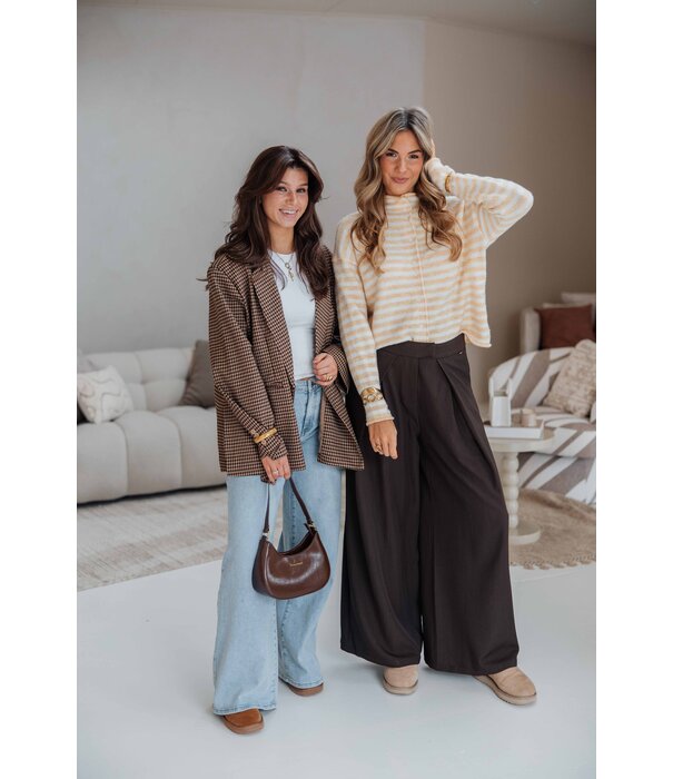 La Rebelle Blazer geruit taupe | Jasmijn